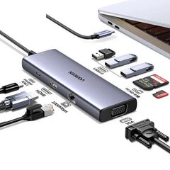 Адаптер Ugreen CM498 USB-C to 2xUSB-A + USB-C + HDMI + SD/TF + PD, серый цена и информация | Адаптеры и USB-hub | hansapost.ee