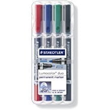 Markerite komplekt 4värvi Lumocolor duo kahe otsaga 0.6 / 1.5 mm, Staedtler /10 price and information | Stationery supplies | hansapost.ee