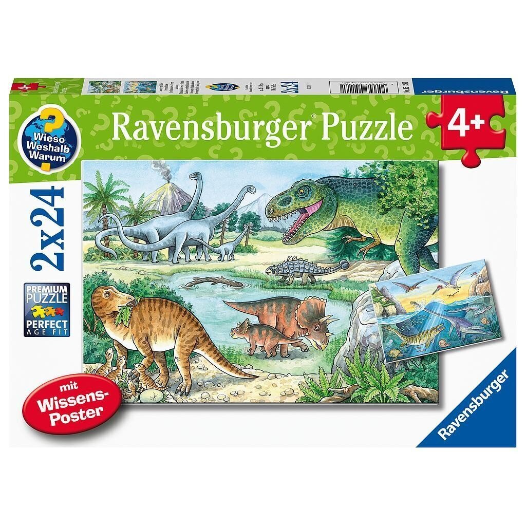 Ravensburger pusle 2x24 tk Dinosaurused цена и информация | Pusled lastele ja täiskasvanutele | hansapost.ee