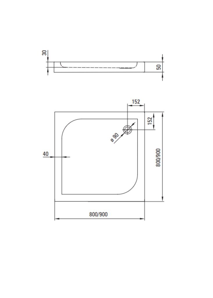 Kandiline dušialus Deante Cubic, 80x80 cm hind ja info | Dušialused | hansapost.ee