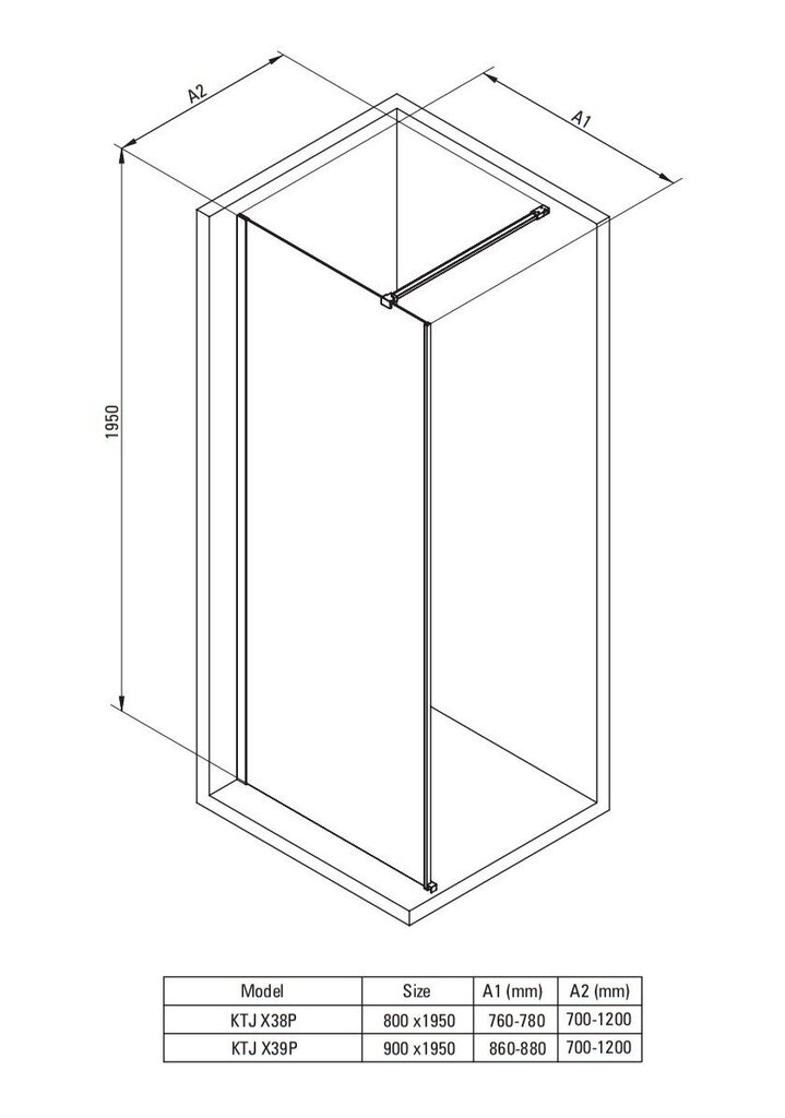 Walk-in dušisein Deante Prizma, Titanium, 90x195 cm цена и информация | Dušiseinad ja dušiuksed | hansapost.ee