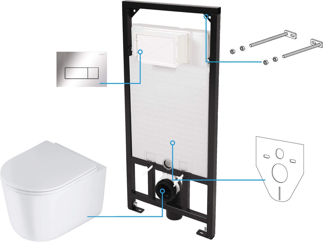 Wc-poti komplekt Deante Jasmin 6in1 цена и информация | WС-potid | hansapost.ee