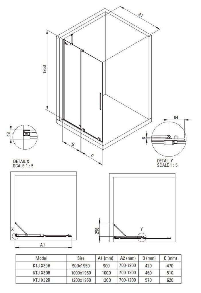 Walk-in lükand dušisein Deante Prizma, Bianco, 90x195 cm цена и информация | Dušiseinad ja dušiuksed | hansapost.ee