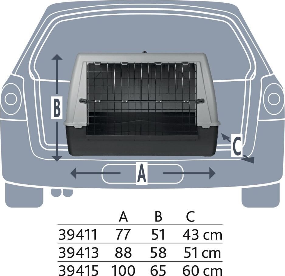 Transpordikast Trixie Journey S, 77x51x43 cm, must/hall hind ja info | Transpordipuurid, -kotid ja aedikud | hansapost.ee