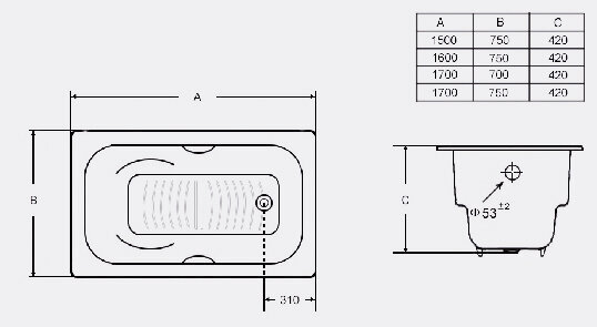 Malmvann Massi, 170x70x42 hind ja info | Vannid | hansapost.ee