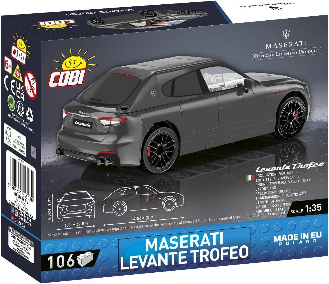 Konstruktor Cobi Maserati Levante Trofeo 106 24503, 106 tk hind ja info | Klotsid ja konstruktorid | hansapost.ee