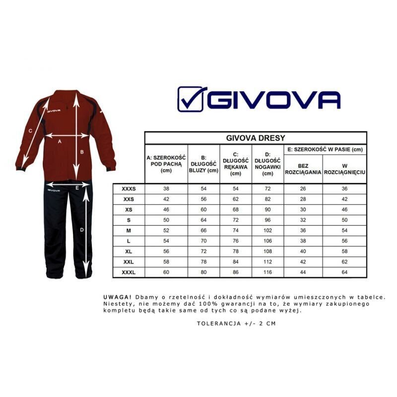 Meeste spordidress Givova Tuta Visa TR018F 1028, must цена и информация | Spordiriided meestele | hansapost.ee