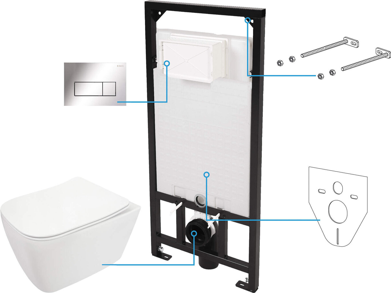 Wc-poti komplekt Deante Hiacynt 6in1 hind ja info | WС-potid | hansapost.ee