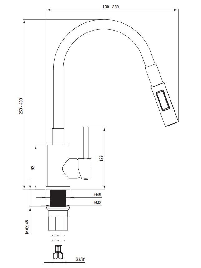 Köögisegisti Deante Luno, Nero/Steel, BOC_B740 hind ja info | Köögisegistid | hansapost.ee