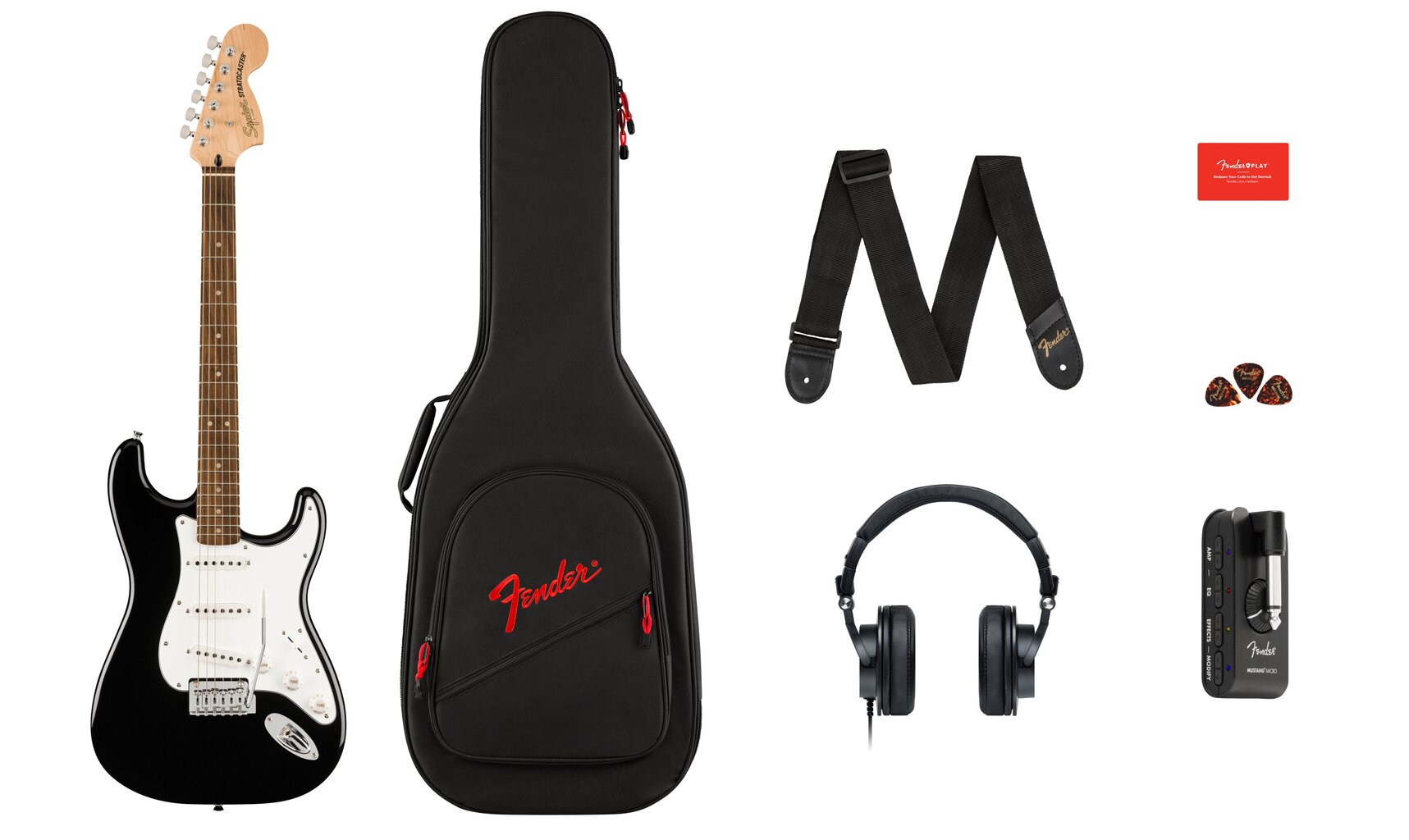 Elektrikitarri komplekt Fender Affinity Strat + Mustang Micro + HD9 hind ja info | Kitarrid | hansapost.ee