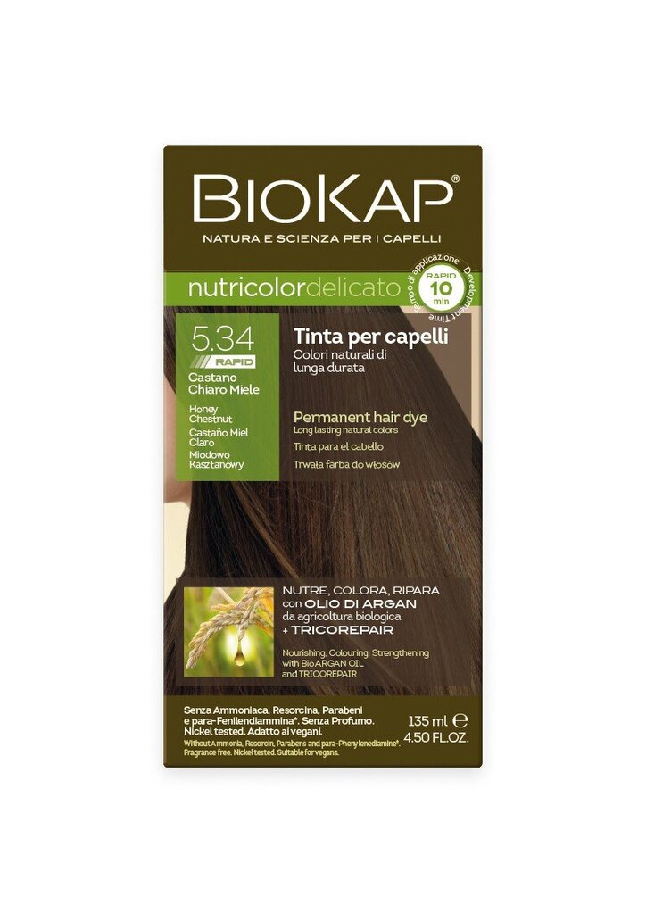 Biokap Nutricolor Delicato Rapid 5.34 / meekastan / kiir-püsivärv цена и информация | Juuksevärvid | hansapost.ee