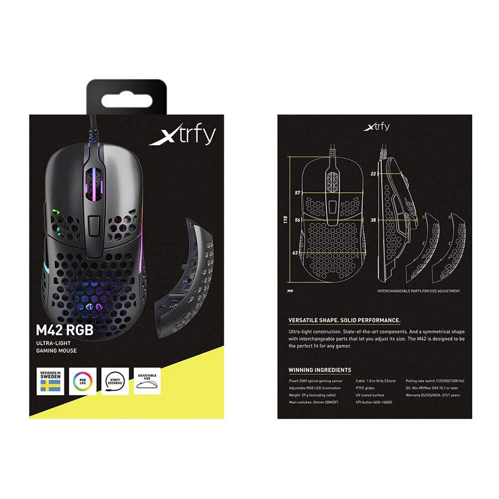 Hiir Xtrfy M42 RGB, must цена и информация | Arvutihiired | hansapost.ee