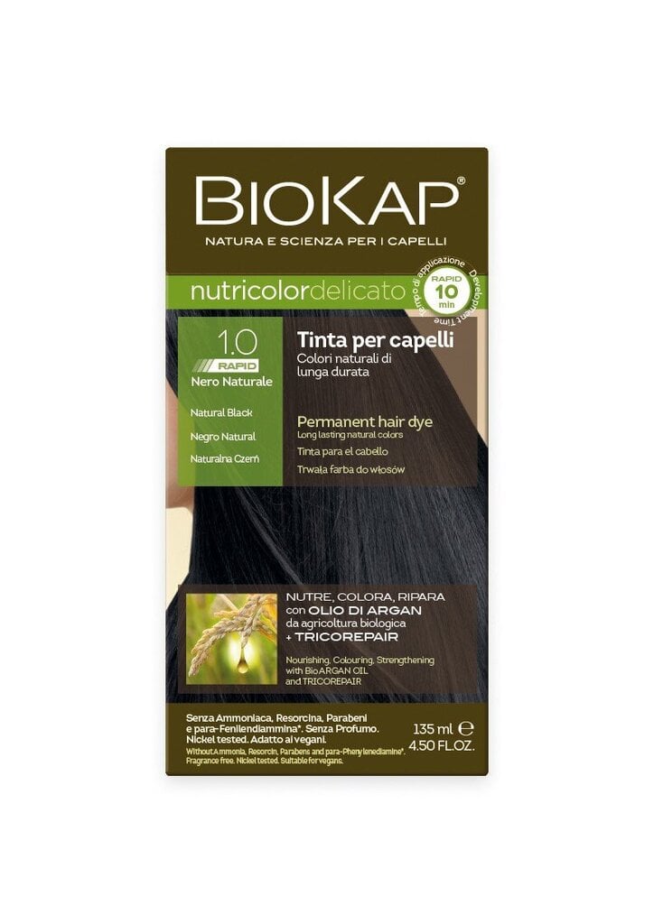 Biokap Nutricolor Delicato Rapid 1.0 / naturaalne must / kiir-püsivärv hind ja info | Juuksevärvid | hansapost.ee