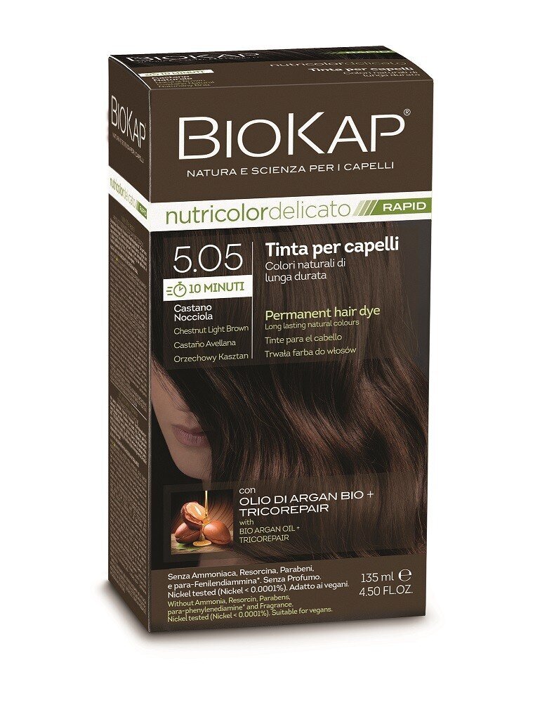 Biokap Nutricolor Delicato Rapid 5.05 / helepruun kastan / kiir-püsivärv hind ja info | Juuksevärvid | hansapost.ee