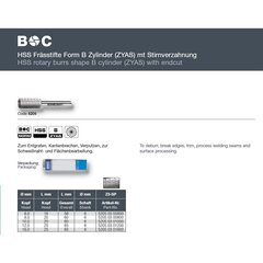 HSS борфреза цилиндрической B формы Bohrcraft (Ø 8 мм) цена и информация | Фрезы | hansapost.ee