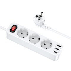 Удлинитель Hoco NS2 Aura 3 слота + 3xUSB-A, 1.8 м, белый цена и информация | Hoco Сантехника, ремонт, вентиляция | hansapost.ee