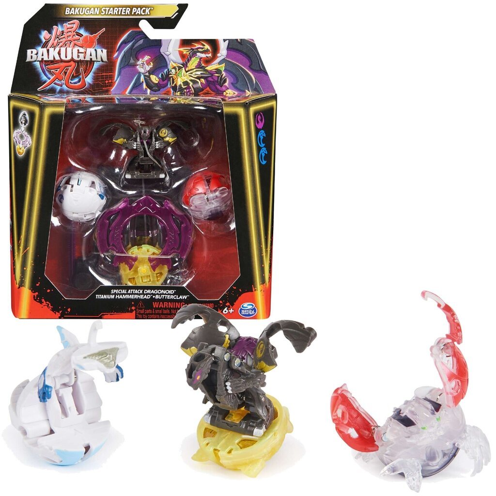 Komplekt Bakugan Starter Pack strateegia mängu 3 figuuri Special Attack Dragonoid hind ja info | Mänguasjad poistele | hansapost.ee