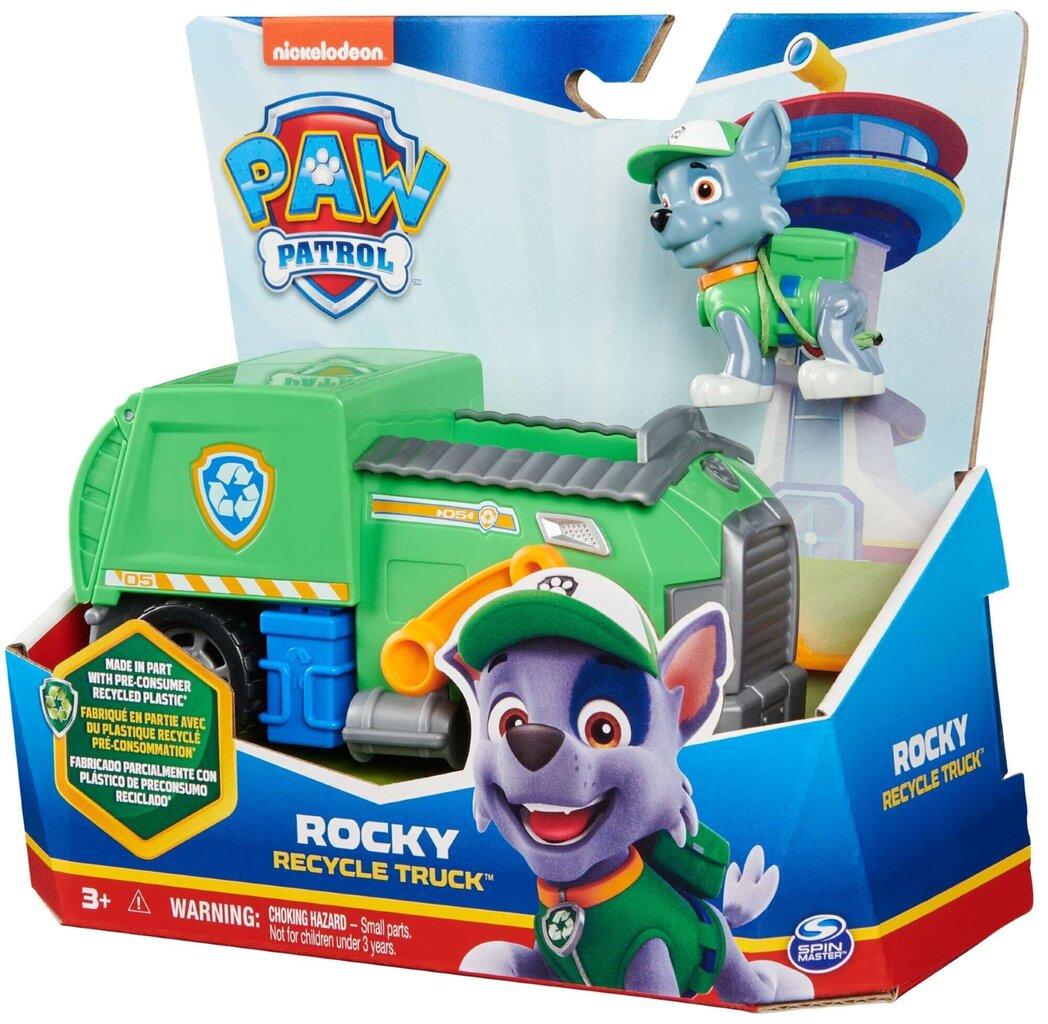 Prügiauto koos figuuriga Paw Patrol l 2-in-1 Rocky цена и информация | Mänguasjad poistele | hansapost.ee