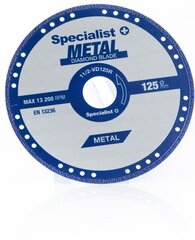 Teemantlõikeketas metallile 125x1,5x22,23 mm цена и информация | Ручной инструмент, 18 В 125 мм бесщеточная угловая шлифовальная машина для Makita Cordless, замена литий-ионного аккумулятора | hansapost.ee