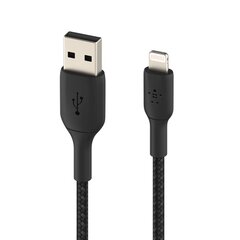 USB кабель Belkin Boost Charge Braided USB-A to Lightning 1m черный цена и информация | Кабели для телефонов | hansapost.ee