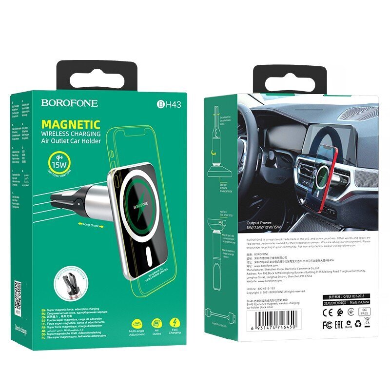 Laadija-hoidja auto Borofone BH43 Xperience Magsafe 15W must, magnetiline hind ja info | Laadijad mobiiltelefonidele | hansapost.ee