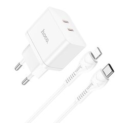 Сетевая зарядка Hoco N29 PD35W c 2 Type-C + Lightning белая цена и информация | Зарядные устройства для телефонов | hansapost.ee