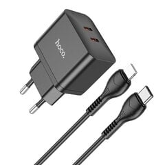 Сетевая зарядка Hoco N29 PD35W c 2 Type-C + Lightning черная цена и информация | Зарядные устройства для телефонов | hansapost.ee