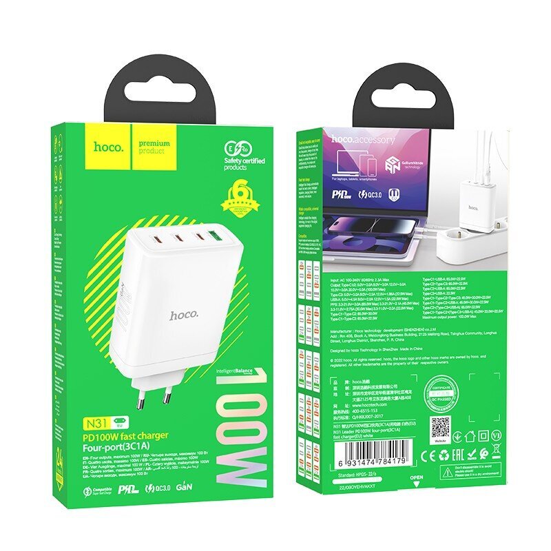 Hoco N31 PD100W hind ja info | Laadijad mobiiltelefonidele | hansapost.ee