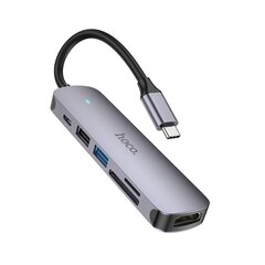 Adapter HB28 Type-C multi-function converter HDMI+USB3.0+USB2.0+SD+TF+PD hall hind ja info | Hoco Arvutid ja IT- tehnika | hansapost.ee