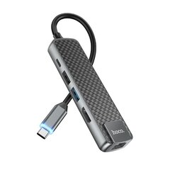 Адаптер Hoco HB23 Easy View Type-C to HDMI+USB3.0+USB2.0+RJ45+PD серый цена и информация | Адаптеры и USB-hub | hansapost.ee