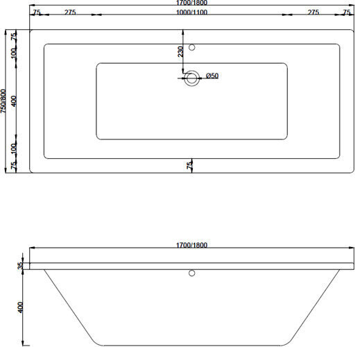 Vann Mexen Cube koos viimistlusega, 180x80 cm hind ja info | Vannid | hansapost.ee