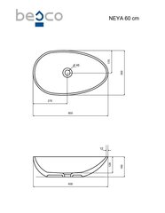 Praustuvas Besco Neya Carbon Grey, 60 cm, su chrome sifonu цена и информация | Раковины | hansapost.ee