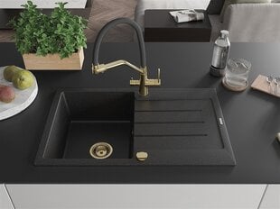 Graniidist köögivalamu Mexen Bruno koos segisti ja sifooniga, Metallic black/silver/black/gold цена и информация | Раковины на кухню | hansapost.ee