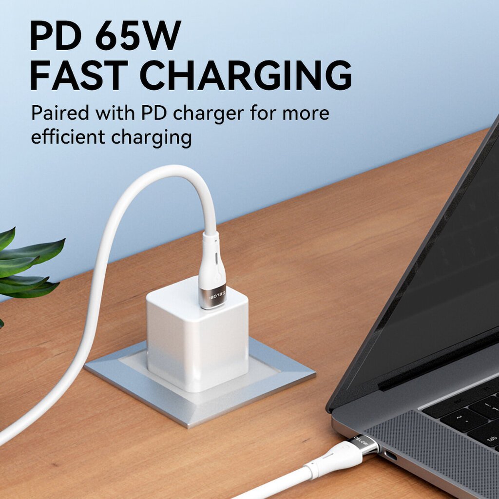 Wozinsky WSTCC2 USB-C / USB-C PD 65W kaabel 2 m - valge hind ja info | Mobiiltelefonide kaablid | hansapost.ee