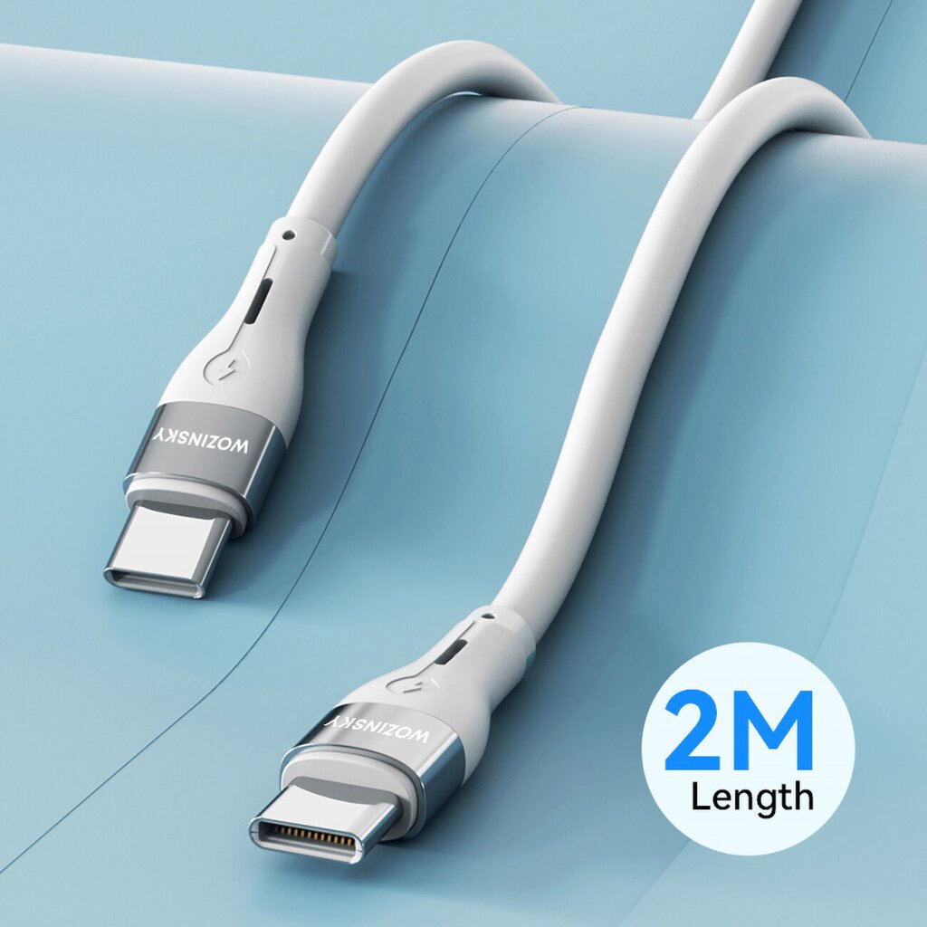 Wozinsky WSTCC2 USB-C / USB-C PD 65W kaabel 2 m - valge цена и информация | Mobiiltelefonide kaablid | hansapost.ee