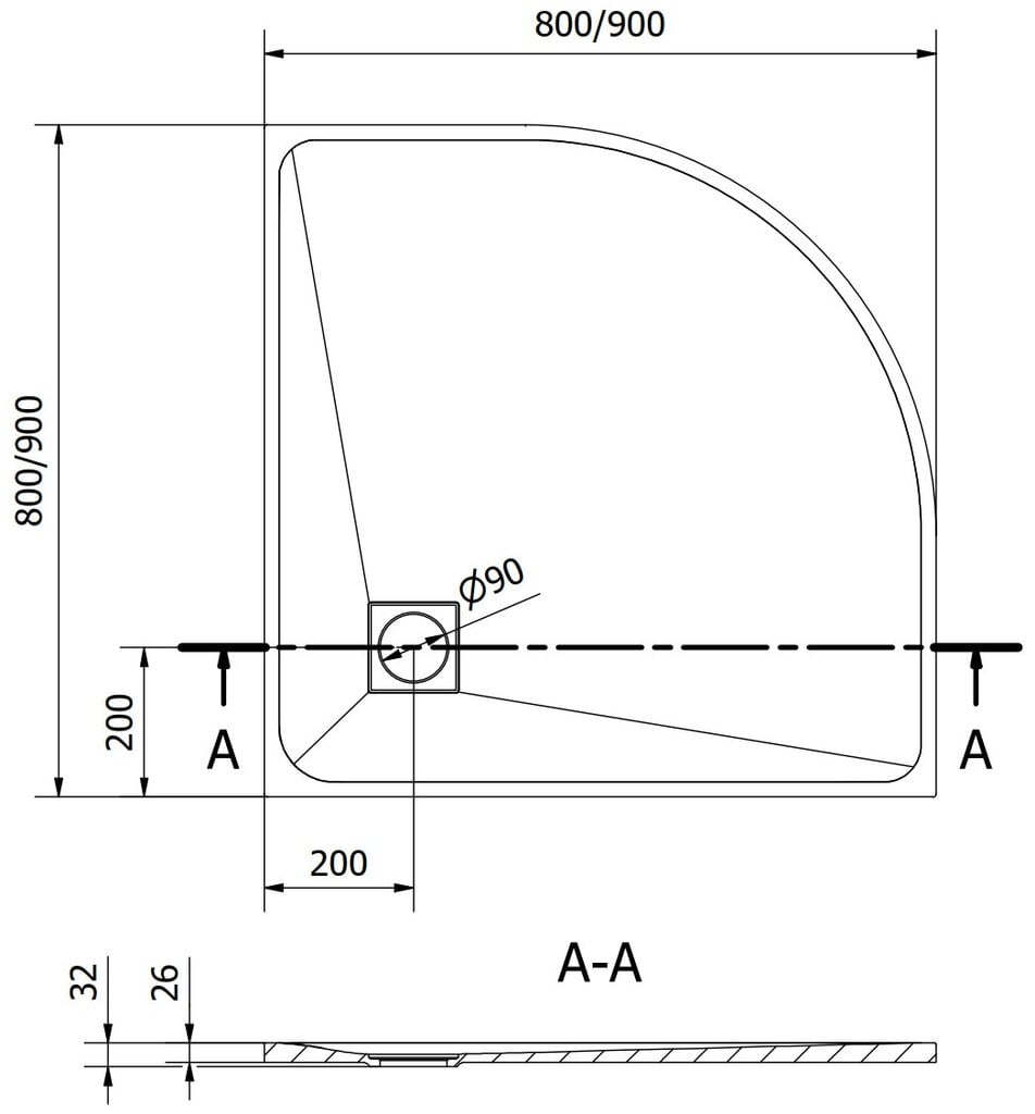 Poolringikujuline dušialus Mexen Bert SMC, 80 x 80 cm цена и информация | Dušialused | hansapost.ee