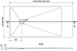 Ristkülikukujuline dušialus Mexen Bert SMC, 160 x 70 cm hind ja info | Dušialused | hansapost.ee