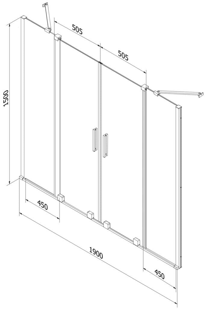 Vannisein Mexen Velar Duo II, must, 190x150 cm hind ja info | Vannitoa lisatarvikud | hansapost.ee