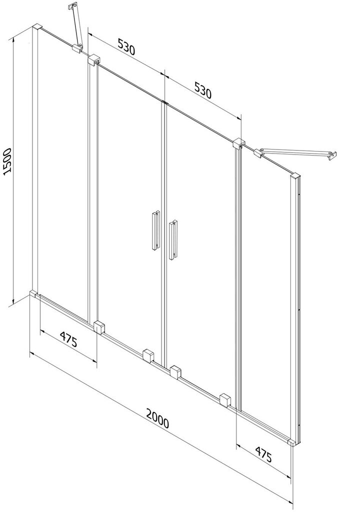 Vannisein Mexen Velar Duo II, hall, 200x150 cm hind ja info | Vannitoa lisatarvikud | hansapost.ee