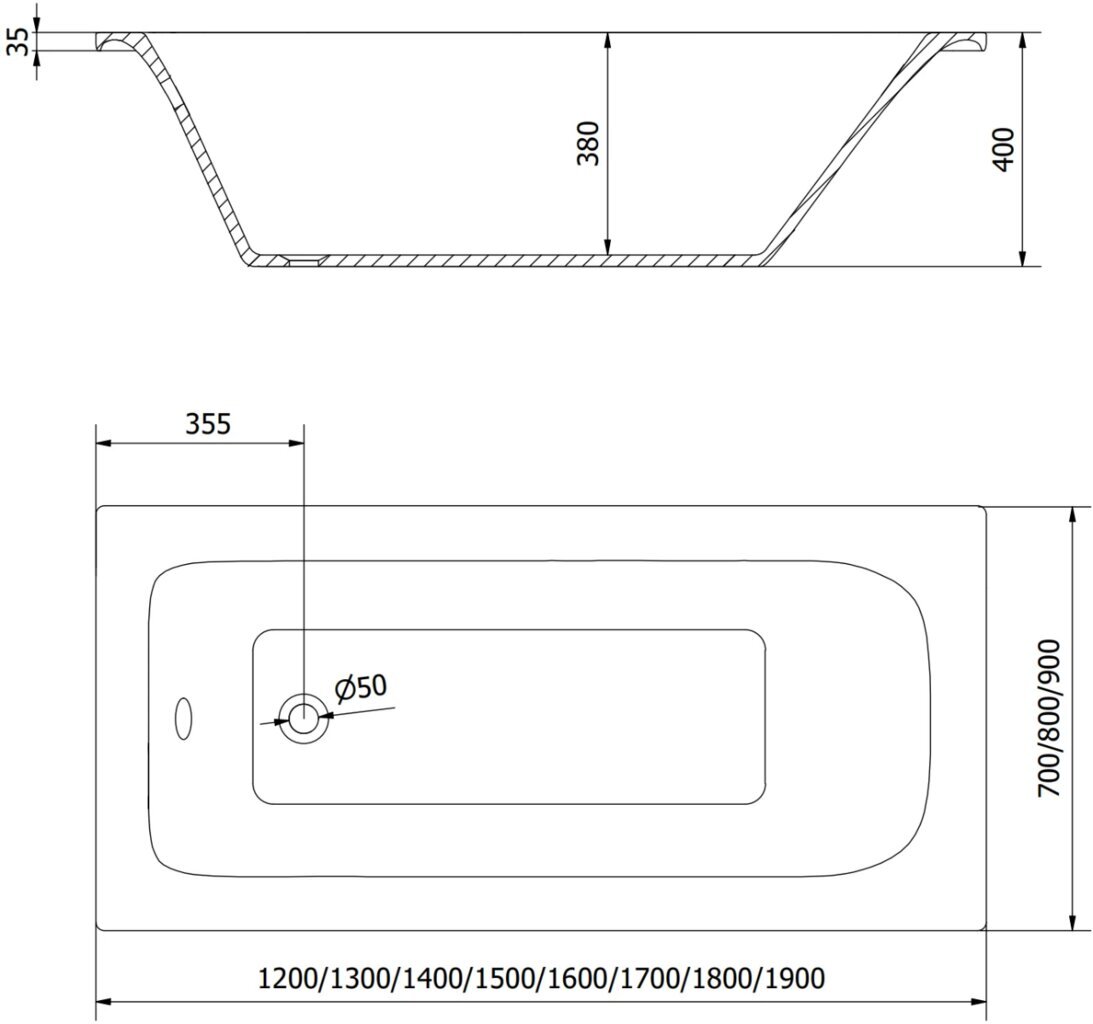 Vann Mexen Vega koos viimistluse ja klaasist seinaga, 180x80 cm + 70 cm цена и информация | Vannid | hansapost.ee