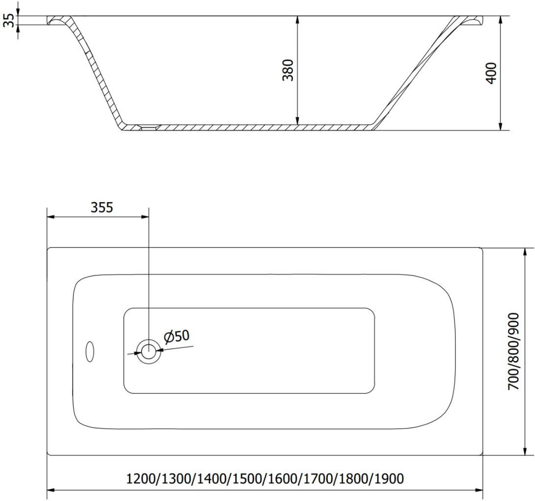 Vann Mexen Vega koos viimistluse ja klaasist seinaga, 150x70 cm + 50 cm цена и информация | Vannid | hansapost.ee