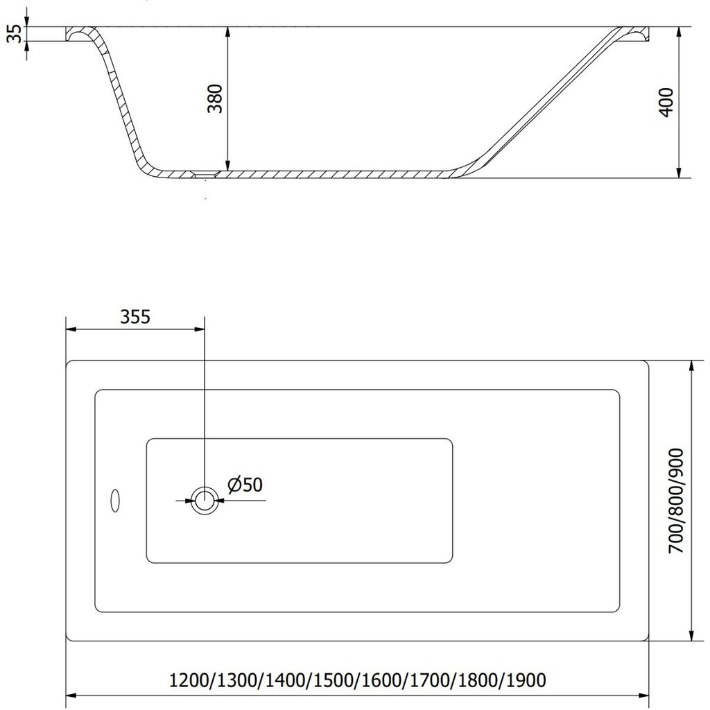 Vann Mexen Cubik koos viimistluse ja klaasist seinaga, 170x70 cm + 100 cm hind ja info | Vannid | hansapost.ee