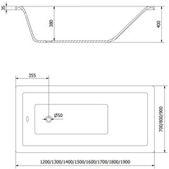 Vann Mexen Cubik koos viimistluse ja klaasist seinaga, 150x70 cm + 120 cm цена и информация | Ванны | hansapost.ee