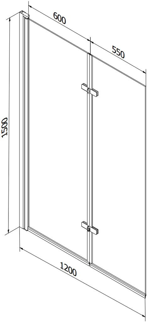 Vann Mexen Cubik koos viimistluse ja klaasist seinaga, 170x70 cm + 120 cm (II) hind ja info | Vannid | hansapost.ee