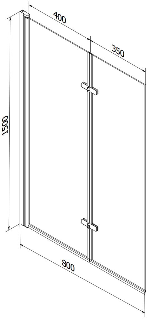 Vann Mexen Cubik koos viimistluse ja klaasist seinaga, 150x70 cm + 80 cm (II) hind ja info | Vannid | hansapost.ee