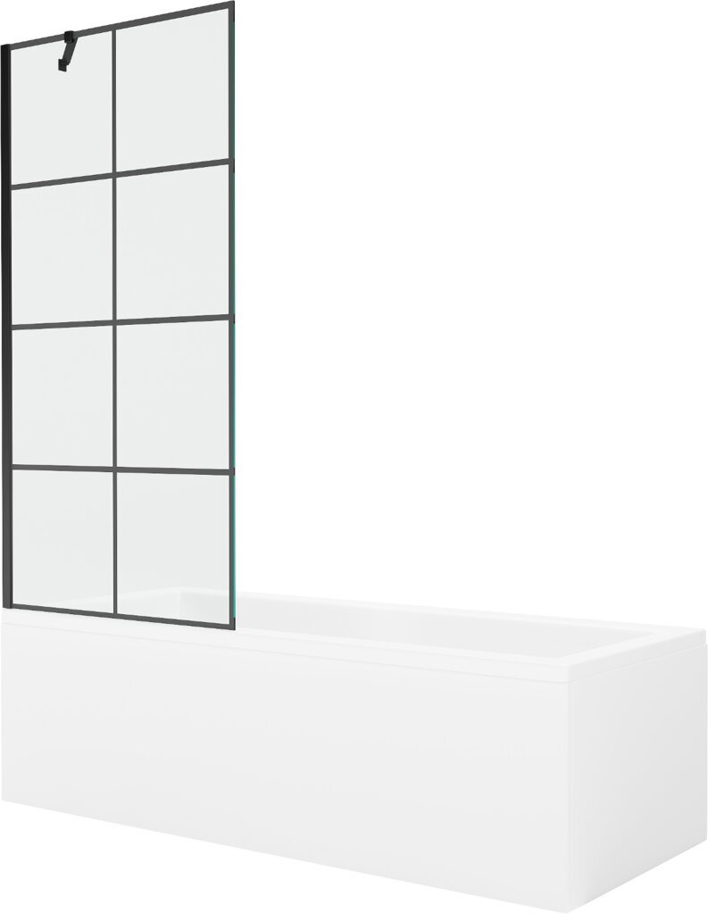 Vann Mexen Cubik koos viimistluse ja klaasist seinaga, 170x70 cm + 80 cm hind ja info | Vannid | hansapost.ee