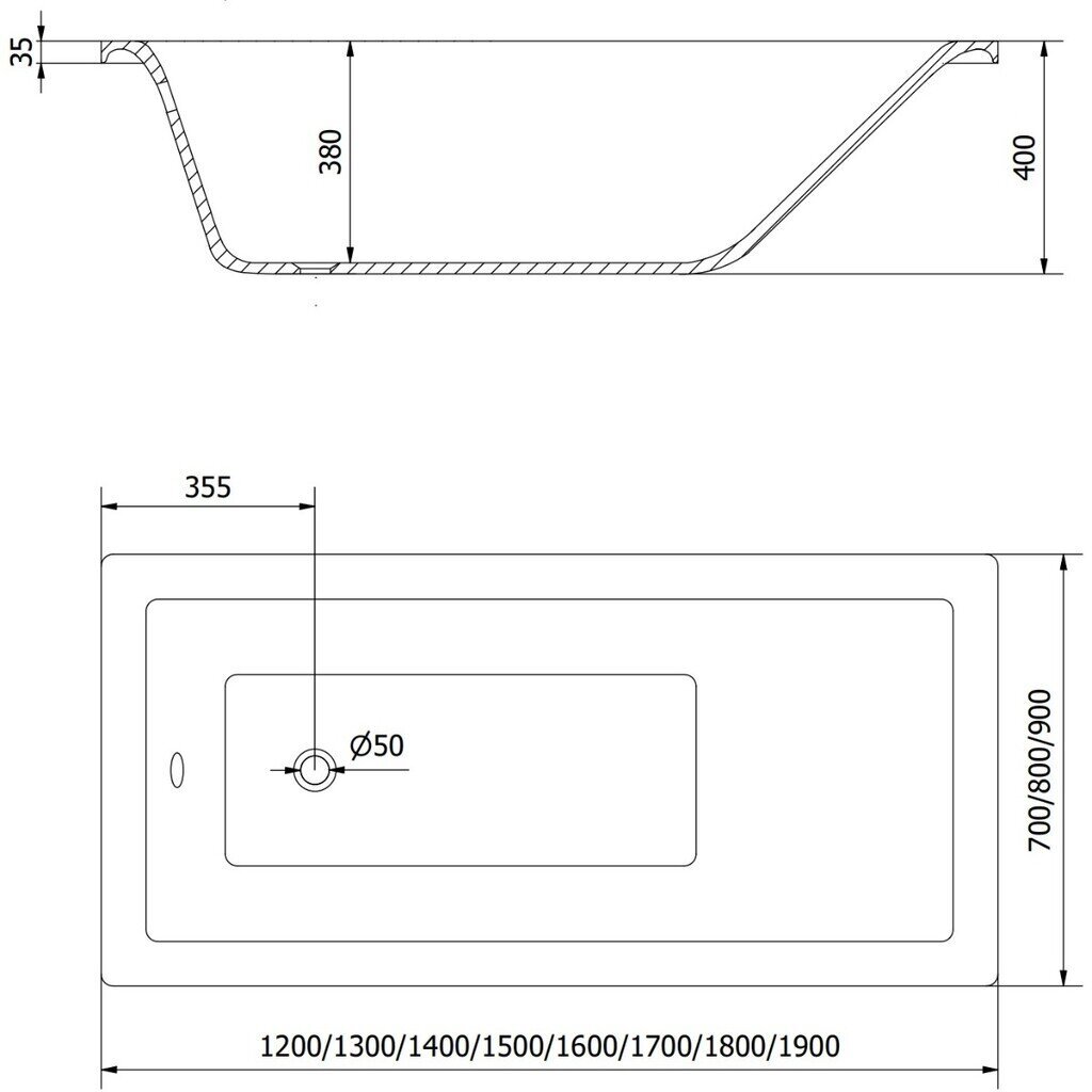 Vann Mexen Cubik koos viimistluse ja klaasist seinaga, 170x70 cm + 70 cm цена и информация | Vannid | hansapost.ee