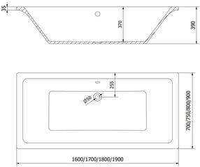 Vann Mexen Cube koos viimistluse ja klaasist seinaga, 180x80 cm + 120 cm hind ja info | Vannid | hansapost.ee