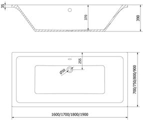 Vann Mexen Cube koos viimistluse ja klaasist seinaga, 180x80 cm + 100 cm hind ja info | Vannid | hansapost.ee