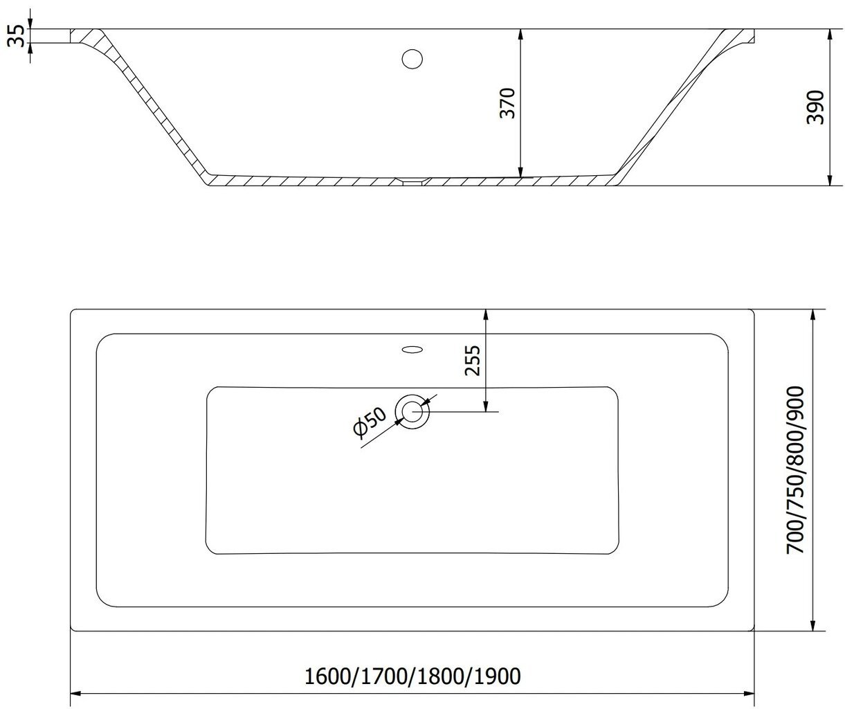 Vann Mexen Cube koos viimistluse ja klaasist seinaga, 170x80 cm + 70 cm hind ja info | Vannid | hansapost.ee